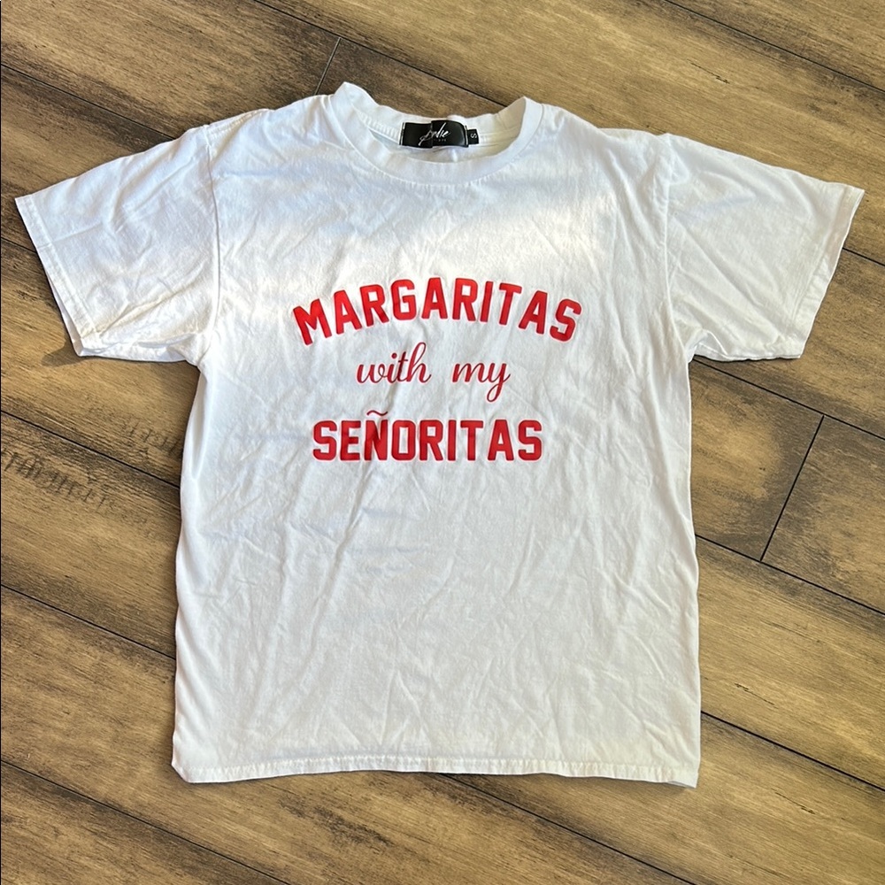 White Graphic Tee with Red Print